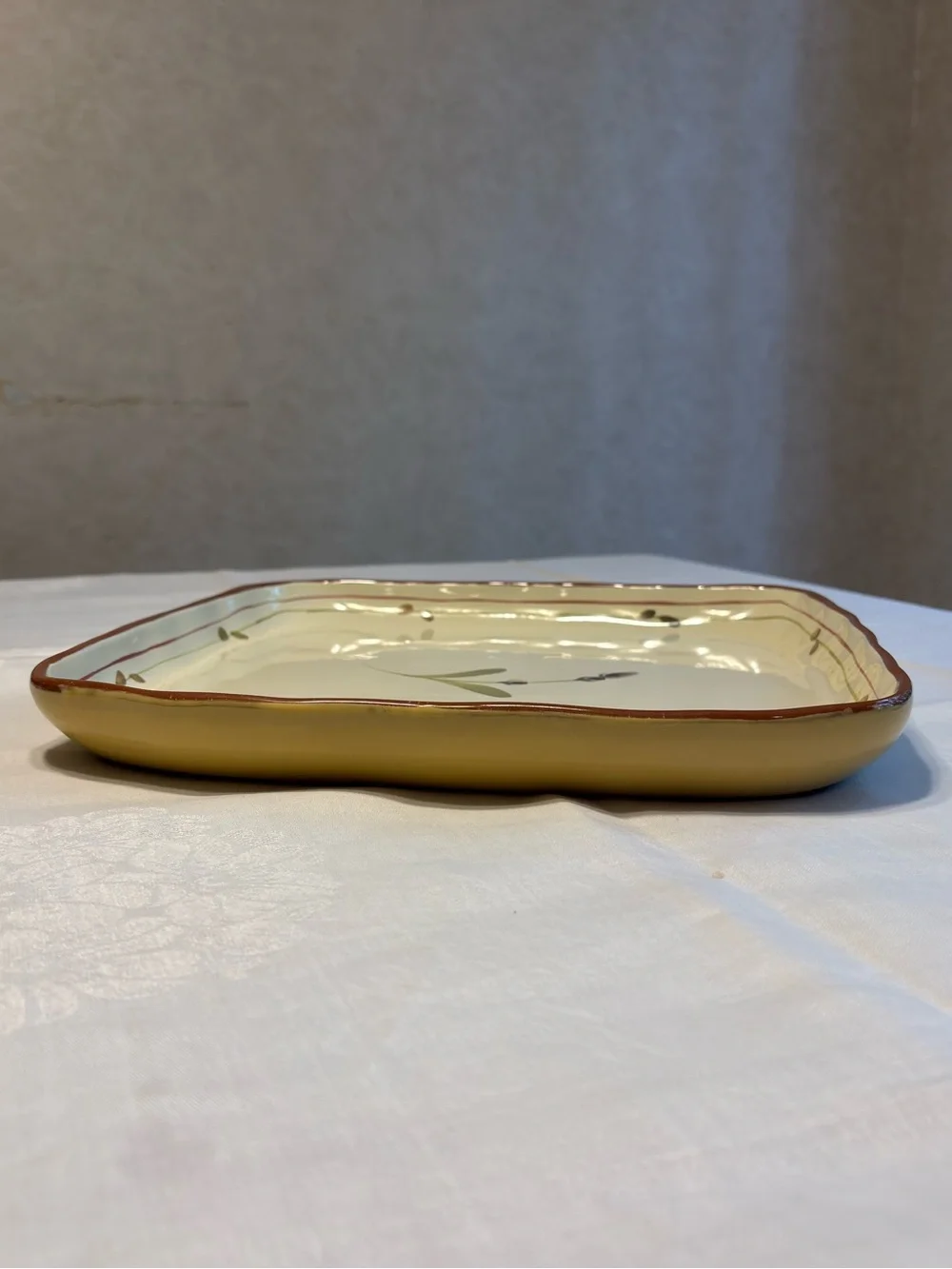 Crate and Barrel Provence Rustic Olive Branch Terracotta serving Platter